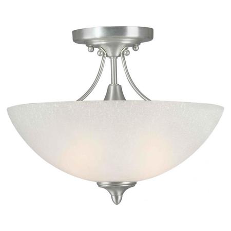 FORTE Two Light Brushed Nickel White Linen Glass Bowl Semi-Flush Mount 2378-02-55